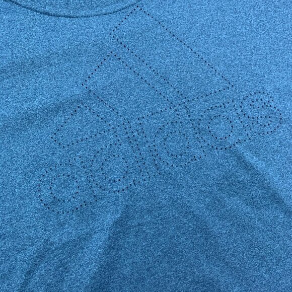 Adidas T Shirt Size XL Laser Pierced Spell Out Logo Crop Tee Blue Short Sleeve - Picture 7 of 9